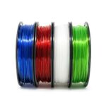 Gizmo Dorks – 4 Color Pack – Flexible Red, Polycarbonate Blue, Nylon Clear, PETG Green Filament Bundle