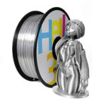 HELLO3D Silky Silk Silver 3D Filament,3D Filament PLA Silk Silver, 1.75mm, 2.2LB per Spool