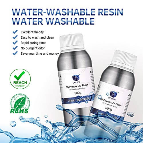 DOUMII Water Washable 3D Resin – 405nm UV Cured 3D Printing Resin, for LCD 3D Printers, Easy to Clean and Cure, Fast…