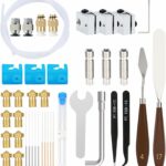 3D Printer Parts Accessories Tool Set Cleaner Kit 41PCS with E3D Nozzles, Cleaning Needles Tweezers, Heater block and Cover,Tube Throat for Ender 3 Pro/Ender 5/ CR-10/10S