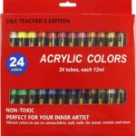 S & E TEACHER’S EDITION 24 Pcs Acrylic Paint, 24 Colors, 0.4 oz (12 ml) Tubes, Christmas Halloween Gifts, Perfect for Canvas, Rocks, Glass, Wood, Fabric and More.