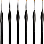 TOYMIS 6 Pieces Fine Detail Paint Brush Miniature Painting Brushes Kit Mini Paints Brush Set for Acrylic, Watercolor, Oil, Face, Nail, Scale Model Painting, Line Drawing(Black)