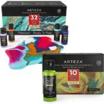 Arteza Acrylic Pouring Paint and Iridescent Paint Bundle, Painting Art Supplies for Artist, Hobby Painters & Beginners