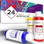 GenCrafts Acrylic Pouring Paint Set – 24 Classic Colors – Pre-Mixed High Flow and Ready to Pour – 2 oz./ 59 ml Bottles – Vibrant Paints for Canvas, Glass, Rocks, Wood, Tiles and More
