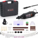 GOXAWEE Rotary Tool Kit with MultiPro Keyless Chuck and Flex Shaft – 140pcs Accessories Variable Speed Electric Drill Set for Handmade Crafting Projects and DIY Creations