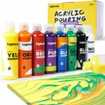 LIGHTWISH Premium Acrylic Pouring Paint, Set of 8 Classic Colors, 4oz./118ml Bottles, Pre-Mixed High Flow Liquid Acrylic Paint for Pouring on Paper, Canvas, Wood, Tiles, Stones, DIY Craft Supplies