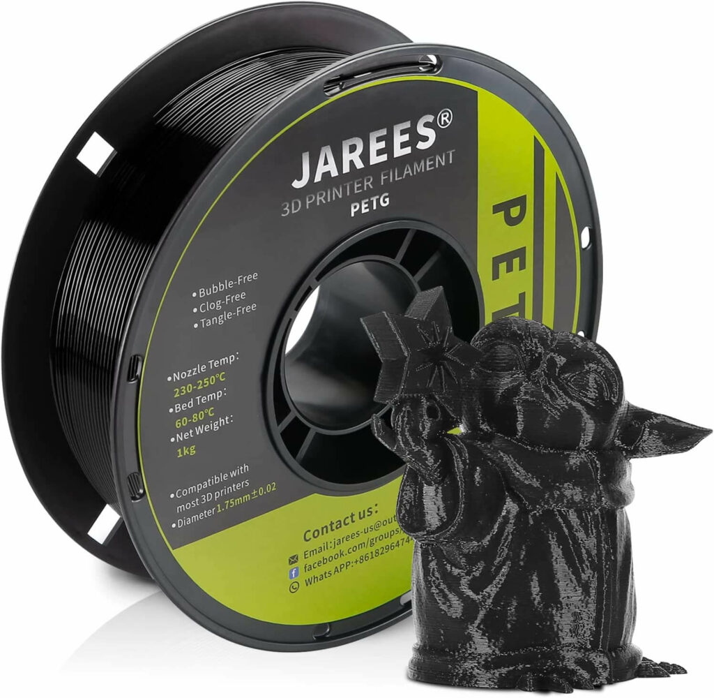 JAREES PETG Filament (1.75mm) | Matte Black PETG Bundle