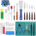Glarks 40Pcs 3D Printer Removal Cleaning Tool Kit, Including Needle Nose Plier, Tweezers, Filing Tool, Cleaning Needles, Glue Stick, Cutting Mat, Knife Clean Up Kit to Remove, Clean, Finish 3D Print