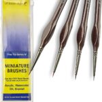Micro Paint Brush Detail Set – Fine Paintbrush 4pc Round Size 0000 (4/0) for Line Brush Art or Miniature Painting. Professional Artist Kit for Acrylic, Watercolor, Oil, Models, Paint by Numbers Small