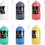 Acrylic Paint Set, Six 2-Liter Acrylic Paints, over a 1/2 Gallon Bulk Acrylic Paint Per Container with Pumps, Includes Black White Red Yellow Blue Green, Large Professional Quality Thick Acrylic Paint