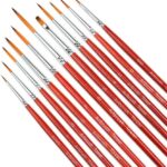 Fine Enamel Detail Brushes Set – 11 Pieces Miniature Paint Brushes for Detailing & Art Painting – Acrylic, Watercolor, Oil – Models, Airplane Kits, Nail Painting