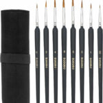 BOSOBO Miniature Paint Brushes Detail Set, 8 Pcs Fine Tipped Small Artist Paintbrushes for Acrylic Oil Watercolor Painting, Rock, Micro Model, Nail Art, Craft & Paint by Number, Travel Case Included