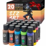 Acrylic Paint Set 20 Colors Acrylic Paints for Canvas Painting Pack – Acrylic Craft Paint Sets for Acrylic Painting Art Paints for Wood, Ceramic, Glass, Rocks Acrylic Paint Set for Adults by Sizart