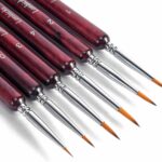 Detail Paint Brush, 6PCS Miniature Painting Brushes Kit, Professional Mini Fine Paint Brush Set, Suitable for Acrylic, Oil, Watercolor, Face, Nail, Scale Model Painting (Red)