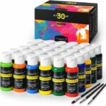Magicfly Acrylic Paint Set (2fl oz/60ml Bottle), 20 Colors Acrylic Craft Paint for Christmas Decorations with 3 Brushes, Acrylic Art Paint for Canvas, Glass, Wood, Stone, Ceramic & Model, Art Supplies for Artist, Adults & Kid
