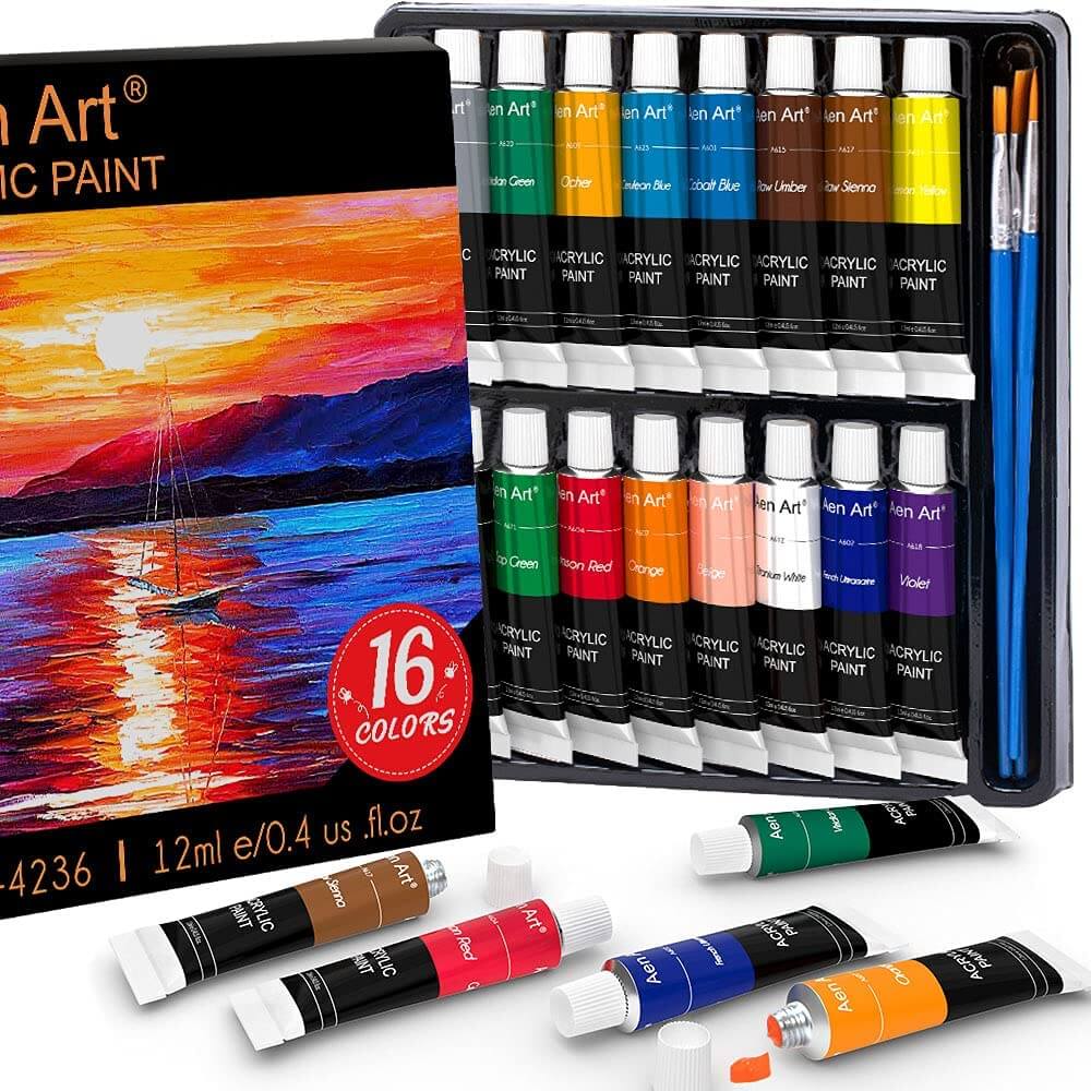 Acrylic Paint Set, Aen Art 16 Colors Painting Supplies For Canvas Wood  Fabric Ceramic Crafts, Non Toxic&Rich Pigments For Beginners - 3D Printing  Ratings
