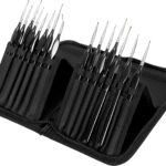 Detail Paint Brush Set, 15pcs Fine Miniature Paint Brushes Kit with Ergonomic Triangular Handle, Holder and Travel Bag, Perfect for Acrylic, Oil, Watercolor, Art, Scale, Model, Face, Paint by Numbers
