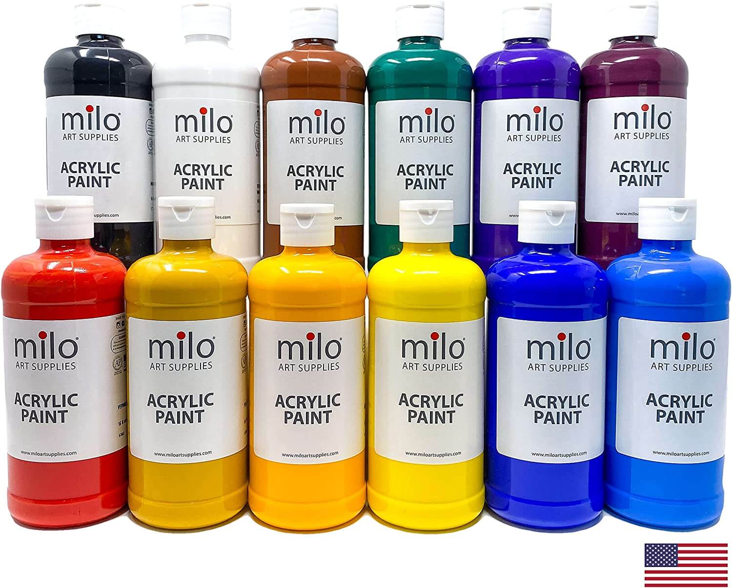 Metallic Acrylic Paint Set 18 Colors Metallic Paints Non Toxic for Artists  Beginners Painting on Rocks Crafts Canvas Wood Fabric, Rich Pigment & No