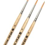AIT Art Mini Liner Detail Paint Brushes, Size 2, Pack of 3, Handmade in USA for Trusted Performance Painting Small Details with Oil, Acrylic, and Watercolors