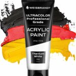 WEISBRANDT Professional Grade Acrylic Paint in Assorted Colors, 4 oz, Rich Pigment, Non Fading and Non Toxic, for Artists & Hobby Painters, Titanium White