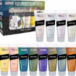 U.S. Art Supply Professional 12 Color Set of Iridescent Acrylic Paint, Large 75ml Tubes – Luminescent Special Effect Chameleon Color-Shifting Pearl Colors – Artists, Canvas Painting, Paper, Wood, Rock