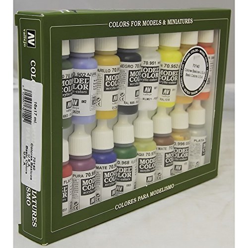 Vallejo Basic Colors Paint Set, 17ml, Assorted Colors