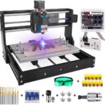 2 in 1 5500mW Engraver CNC 3018 Pro Engraving Machine, GRBLControl PCB PVC Wood Router CNC 3 Axis Milling Machine with Offline Controller and ER11 and 5mm Extension Rod