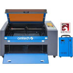 OMTech 130W CO2 Laser Cutter Engraver, 130W Laser Engraving Machine with Water Chiller Lightburn 4 Way Pass 35×55 Autolift Bed Ruida Controller Autofocus, Laser Cutting Machine for Wood Acrylic More