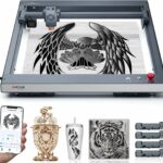 ORTUR Laser Master 3 with Foldable Feet 10W Output Power Laser Engraver, 0.05 * 0.1mm Compressed Spot Laser Cutter add App Control High Power Laser Engraver for Wood and Metal (with Air Assist Nozzle)
