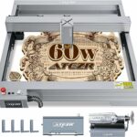 ATEZR P10 60W Laser Engraver with Air Assist& Rotary Roller, 430 * 430mm Working Area, 10W Laser Power CNC Laser Engraver for PC/Mobile, Hypersonic Laser for Wood/Metal/Acrylic etc.